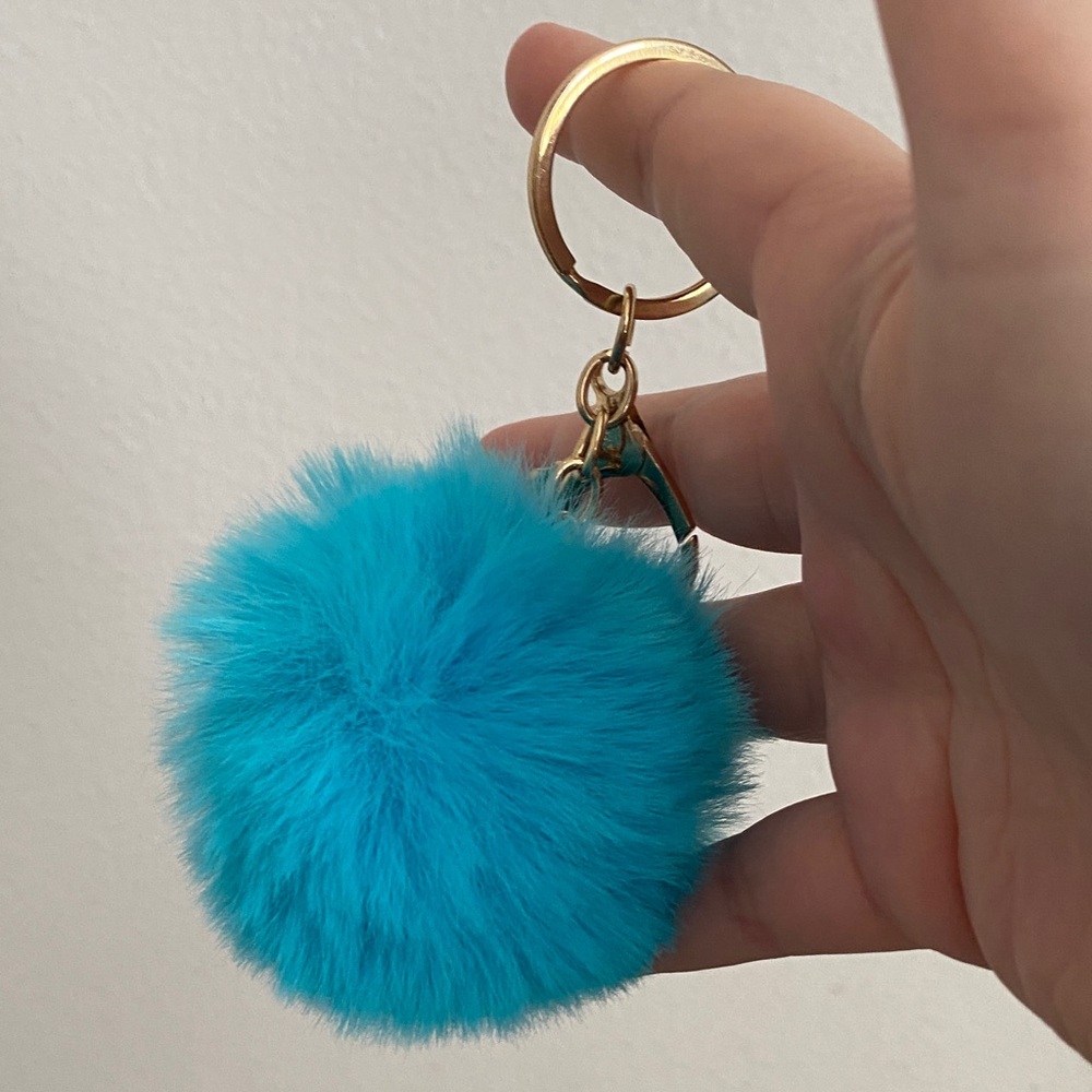 Blue Fluffy Keychain Accessory